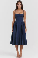 Samaria-French Navy Corset Sundress