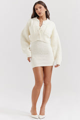 Salilah-Cream Chenille Blend Bomber Jacket - SALE