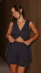 Chancellor Button Up Vest - Blue Stripe