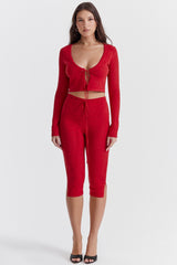 Perla-Cherry Ribbed Knit Top - SALE
