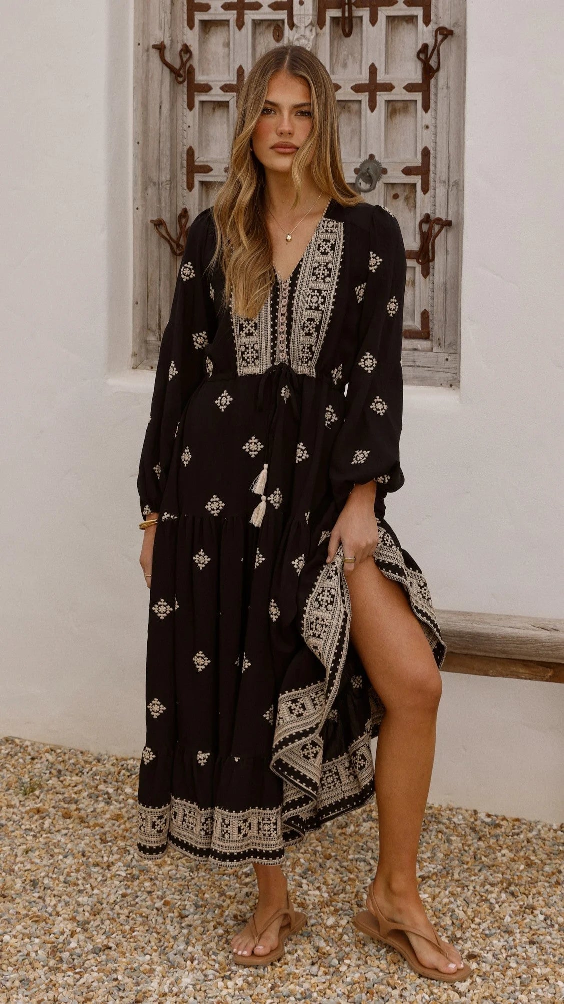 Ellarose Maxi Dress - Black/Beige