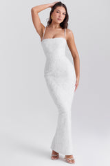 Eva-White Floral Lace Maxi Dress