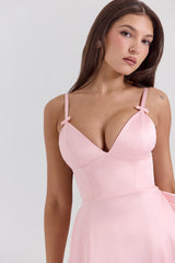 Tiffany-Parisian Pink Satin A-Line Midi Dress