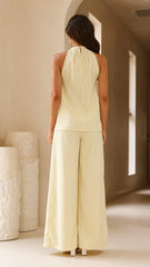 Melinda High Waist Pants - Soft Yellow