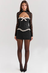 Perdita-Black Metallic Jacquard Corset & Bolero - SALE