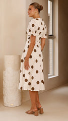 Alondra Midi Dress - White/Camel
