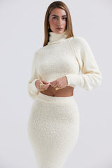 Nyala-Cream Soft Boucle Knit Cropped Sweater - SALE