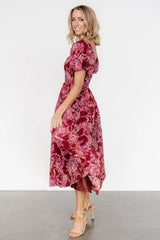 Samara Midi Dress | Rust + Pink