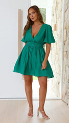 Erin Mini Dress - Emerald