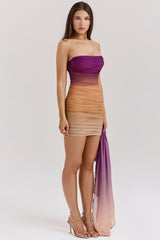 Sofie-Ombre Mesh Strapless Mini Dress