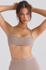Mischa-Taupe Ribbed Knit Bralette - SALE