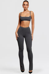Mitzi-Dark Grey Ribbed Knit Leggings - SALE