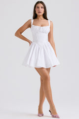 Natassia-White Cotton Mini Dress