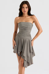 Valeria-Smoke Gathered Asymmetric Dress