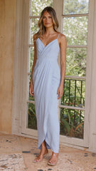 Charlotte Draped Maxi Dress - Blue