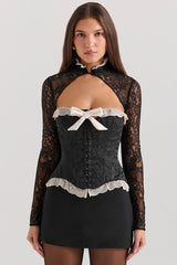 Perdita-Black Metallic Jacquard Corset & Bolero - SALE
