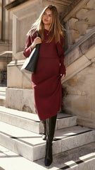 Iluka Knit Midi Skirt - Burgundy