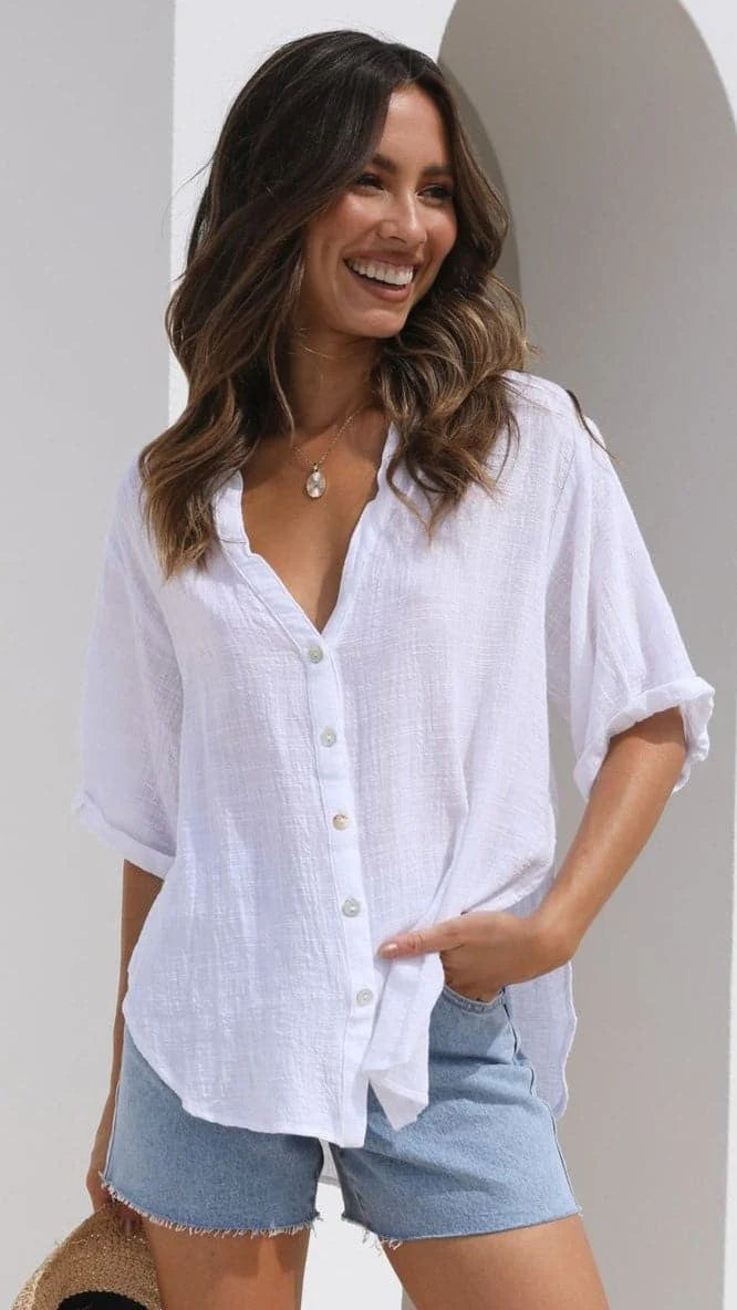 Jaime Button Up Shirt - White