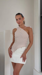 Alyssia One Shoulder Top - Beige