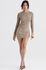 Savannah-Taupe Knit Long Sleeve Top - SALE