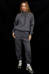 Sky-Dark Grey Fleece Back Jogging Trousers