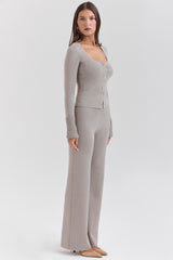 Hunter-Grey Cashmere Straight Leg Trousers