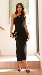 Alaina Midi Dress - Black