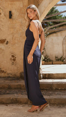 Charlotte Draped Maxi Dress - Navy