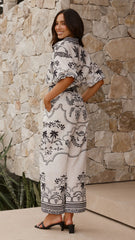 Xander Wide Leg Pants - Black/White