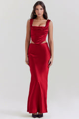 Sydel-Ruby Satin Bias Cut Maxi Skirt