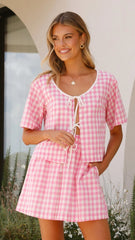 Madison Top - Pink/White Gingham