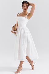 Vivien-White Broderie Anglais Midi Sundress