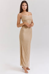 Calla-Seapearl Embellished Maxi Dress
