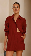 Charla Mini Skort - Burgundy