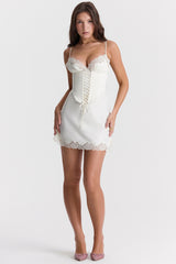 Soraya-Ivory Satin Slip Dress
