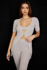 Opal-Oatmeal Ribbed Knit Cardigan - SALE