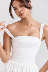 Vivien-White Broderie Anglais Midi Sundress