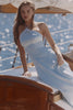 Avelina blue satin halter neck godet maxi dress