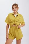 Solid-Color-Short-Sleeve-Shirt-Two-piece-Short-Set-1