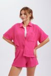 Solid-Color-Short-Sleeve-Shirt-Two-piece-Short-Set-1