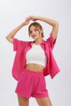 Solid-Color-Short-Sleeve-Shirt-Two-piece-Short-Set-1