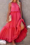 Halter-Sleeve-Pleated-Tiered-Maxi-Dress-1