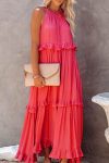 Halter-Sleeve-Pleated-Tiered-Maxi-Dress-1