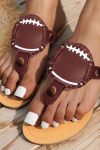 Baseball-Open-Toe-Flat-Sandals-White