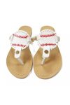 Baseball-Open-Toe-Flat-Sandals-White