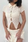 Beige-Single-breasted-Crop-Top-Two-piece-Skirt-Set-4