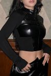 Black-Leather-Patchwork-Corset-Crop-Top-1