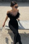 Black-Off-Shoulder-Fuzzy-Maxi-Dress-2