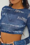 Blue-Distressed-Printed-Crop-Top-Two-Piece-Skirt-Set-2