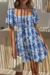 Blue-Floral-Print-Off-Shoulder-Puff-Sleeve-Dress-1